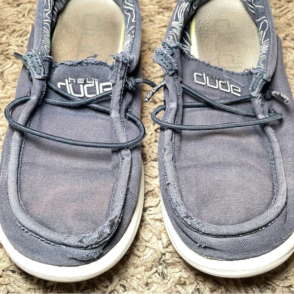 Kids Hey Dude Wally Stretch Canvas Tan Youth 1 US/ Canvas‎ Navy 13 US - Picture 3 of 10